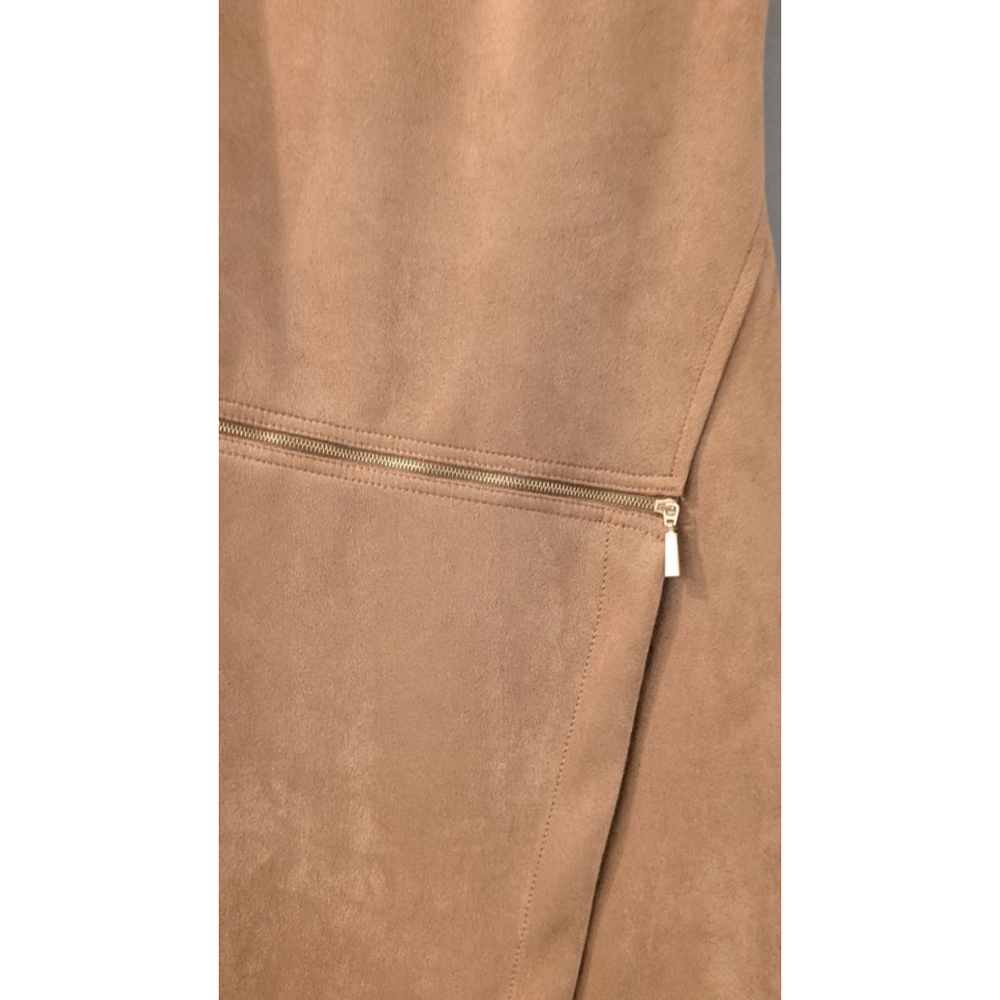 NWOT Women's Calvin Klein Tan Faux Suede Dress with Zipper Detail Size 4 - Picture 3 of 10